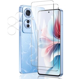 WHskyee OPPO Reno11 A Glass Film + Camera Film [2 LCD Protection Film + 2 Lens Protection Film] 9H Hardness [Uses Nihon Asahi Glass Material] Tempered Glass Protective Film Easy to Apply/Fingerprint