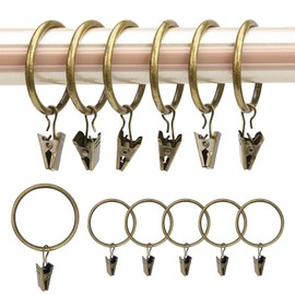 Plstod Pack of 30 Curtain Rings with Clips, Curtain Rings with Hooks, Curtain Rings Metal, 32 mm Curtain Rings with Clips, Curtain Hooks for Rings, Metal Clips for Curtains and Curtain Poles, Bronze