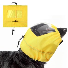Waterproof Adjustable Dog Shower Cap with Clear Baffle, Waterproof Dog Ear Covers for Bath, Pet Eye Ears Protection Shower Cap in Bathing, Grooming, Swimming, Outdoor (Yellow)
