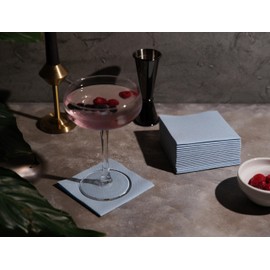 Cocktail Napkins, Disposable Luxury Linen Like Airlaid Beverage Napkins, Soft, Absorbent, Restaurant Bar Cocktail Napkins for Kitchen, Parties, Weddings,Dinners or Events (Baby Blue)