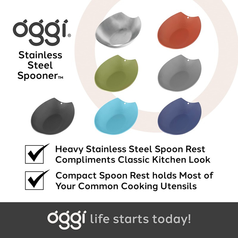 Oggi Spooner Stainless Steel Spoon Rest - Mess Free Cooking,