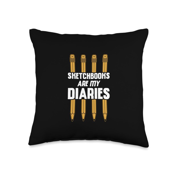 Sketchbooks Are My Diaries Sketch Pencil Drawing Throw Pillow
