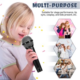 NUOBESTY Microphone for Kids, 6.4" Fake Toy Microphones for Toddler Plastic Pretend Play Mic Prop for Halloween, Christmas, Kid Karaoke Costume Cosplay Prop, Party Favors