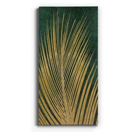 Renditions Gallery Canvas Nature Wall Art Home Paintings & Prints Glittering Golden Palm Modern Romantic Botanical Glam Artwork Decorations for Office Bedroom Kitchen - 12"x24" LT43