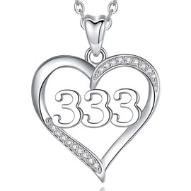 INFUSEU Angel Number Chain, 925 Silver Multicoloured Pendant Number Angel Lucky Number Charm Necklace 111 222 333 444 555 666 777 888 999 Lucky Pendant Choker Jewellery for Women, Sterling Silver
