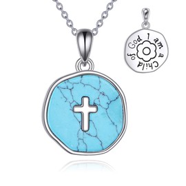 YFN Baptism Cross Necklace Sterling Silver I Am Child of God Pendant Christian Jewellery Religious Gifts for Women Men