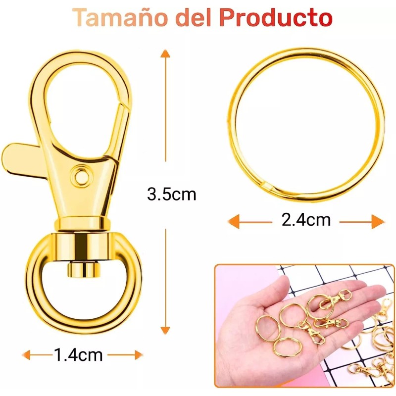 Baixi Gancho Para Llavero Macrame Dorado (50 Piezas + 50