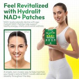Parches NAD+ para hombres y mujeres con ácido hialurónico resveratrol NMNH y fórmula de bienestar energético CoQ10 para salud celular, recuperación de