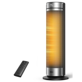 DREO Space Heater for Large Room, 23 Inch Electric Heaters for Indoor Use, 8 Safe Protection Tower, 70° Oscillation, PTC Ceramic with Thermostat and Remote, Quiet, 12H Timer, Bedroom, Office