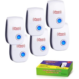 2025 Upgraded Ultrasonic Pest Repeller & Insect Indoor Repeller,Ultrasonic and Repellent for Roach,Rodent,Mouse,Bugs,Mosquito,Mice,Spider,Ant,6 Packs