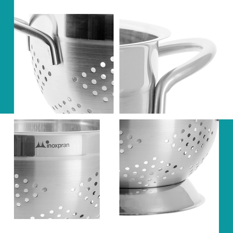 INOXPRAN - Stainless Steel Strainer - Professional Strainer with Handles