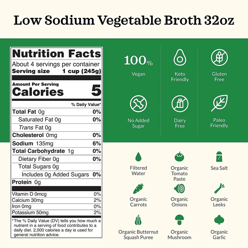 Kettle & Fire Organic Vegetable Cooking Broth Low Sodium, 32