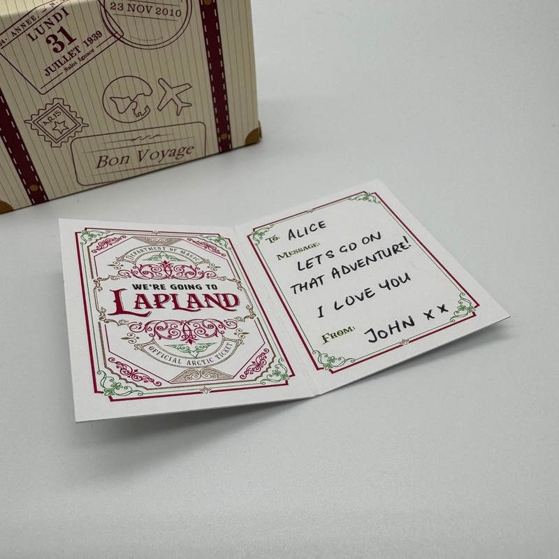 Mini Lapland (White with Gold effect) Passport and Mini Suitcase