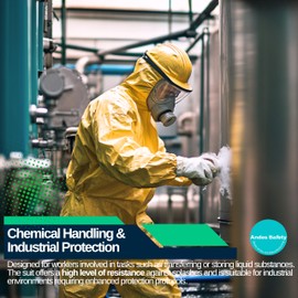 Andes 6 Pack Chemical Protection Coveralls | Hazmat Suits | Sealed Seam Chemical Protection Suits with Hood, Elastic Wrists (6, 3X)