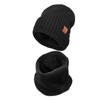 OZERO Winter Beanie Hat Scarf Set: Thermal Thickened Fleece Lining
