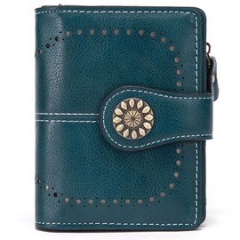 LEEXTON Small Bifold Purse for Women Genuine Leather Card Case Purse RFID Blocking Womens Wallet with 16 Card Slots