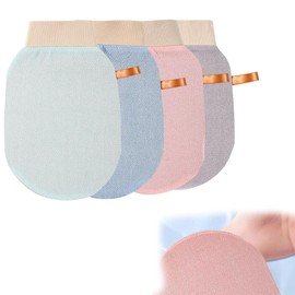 FsGrg Scrubbing Gloves, 4 Pack for Men and Women, Specialized for Bath Exfoliation, Alternative to Scrubbing Towels, Lightweight and Easy to Use, Perfect for Bathroom Scrubs, Full Body Scrubs, Bath