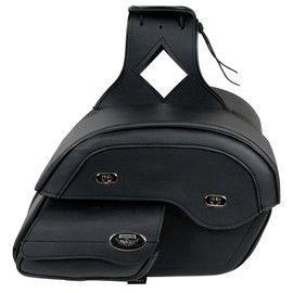 Milwaukee Leather MP8305 Medium Black PVC Cruiser Style Slant Pouch Throw Over Motorcycle Saddlebags - Medium