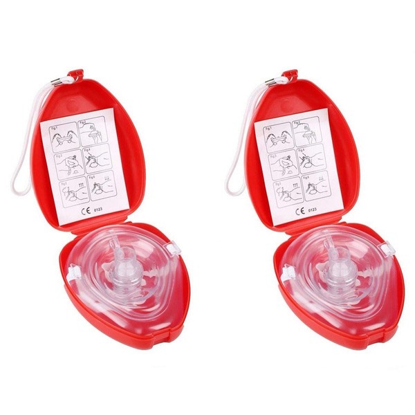 CPR Resuscitation Mask With Filter, Set of 2 LifeSport CPR Pocket Rescue Masks with Pre-Printed First Aid Instructions and Transport Case, Mouth to Mouth Pocket Face Mask (English not Guaranteed)