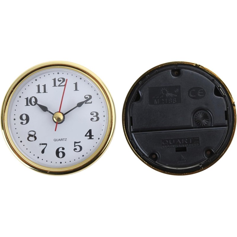 Silver Mini Clock Insert 2-1/2Inch 65mm Round Quartz Movement Clock