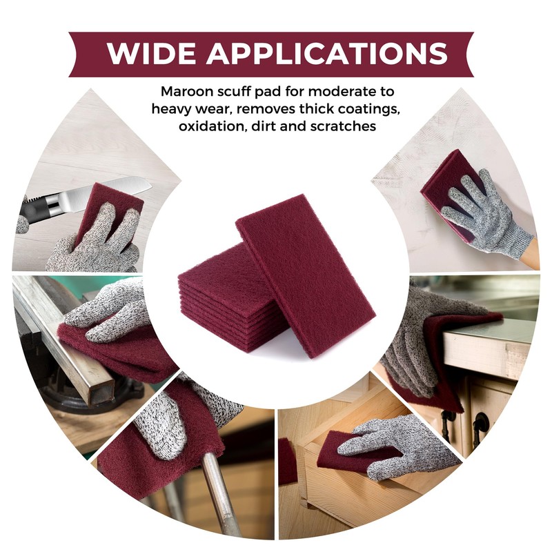 Shawya Maroon Scuff Pad 10 PCS 6" X 9" 320