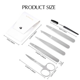 LANKIZ Tweezer Set, 6 Pcs Eyebrows Tweezers Set with Travel Case Professional Stainless Steel Tweezers for Women & Men, Great Precision for Eyebrow, Ingrown Hair, Facial Hair Removal - Sliver