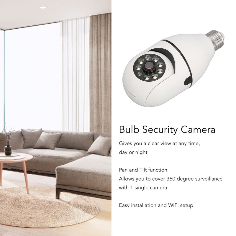 Bulb Security Camera 1080P Wireless 360 Degree Panoramic Intelligent HD