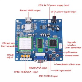 DIY Retro Arcade VGA/RGB/CGA/EGA/YUV TO HDMI Video Output Converter Board HD for Arcade Blue