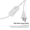 E26/E27 Clip Desk Lamp Holder 5.9ft Cable 11.8in Gooseneck Design