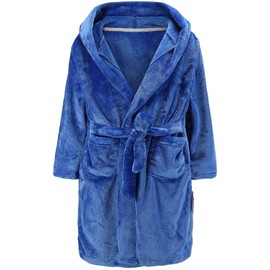 ECGK Boys Robe Kids Fleece Robe Hooded Soft Warm Bathrobes Pajamas Sleepwear for Children Toddler Girls 2-16 Years Blue 13-14 Years