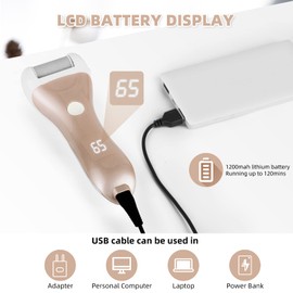 Callus Remover for Feet, Nicebirdie Electric Foot File Callus Removers Rechargeable Waterproof Pedicure Tools Foot Scrubber Shaver Feet Care Tool for Cracked Heels Dead Skin （Golden）