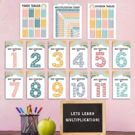 9 Boho Multiplication Chart Poster For Wall - Multiplication Poster For Kids, Multiplication Table Charts, Kids Multiplication Table Poster, Kids Multiplication Table Poster, 5th Grade Math Posters