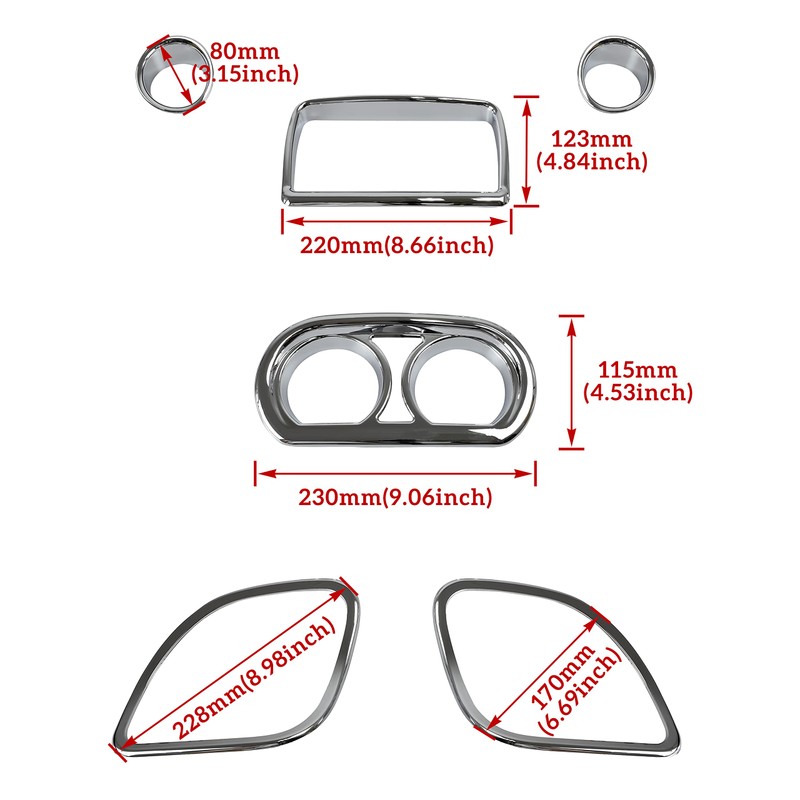 VEISUTOR Inner Fairing Trim Kit for 2015-2022 Road Glide, Chrome