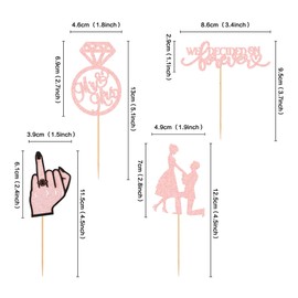 Ercadio - Paquete de 24 adornos para magdalenas We Engaged con purpurina rosa Engaged We Decided on Forever para magdalenas, anillos de diamantes para bodas, compromisos, fiestas, decoración de pasteles