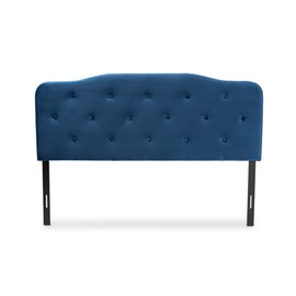Baxton Studio Gregory Modern and Contemporary Navy Blue Velvet Fabric Upholstered King Size Headboard