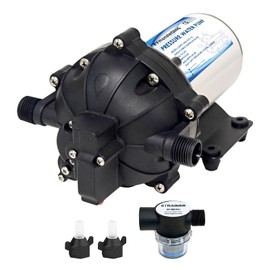 All new 5-Chamber 12V Water Pressure Diaphragm Pump, 6.5GPM/70PSI Self Priming Water Pump include, Marine Fresh Water Transfer Pump for RV Camper Yacht Lawn