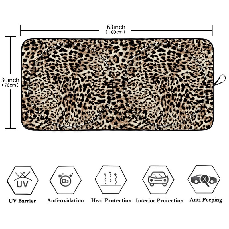 Leopard print Windshield Sun shade, Front Window Sun Shade for