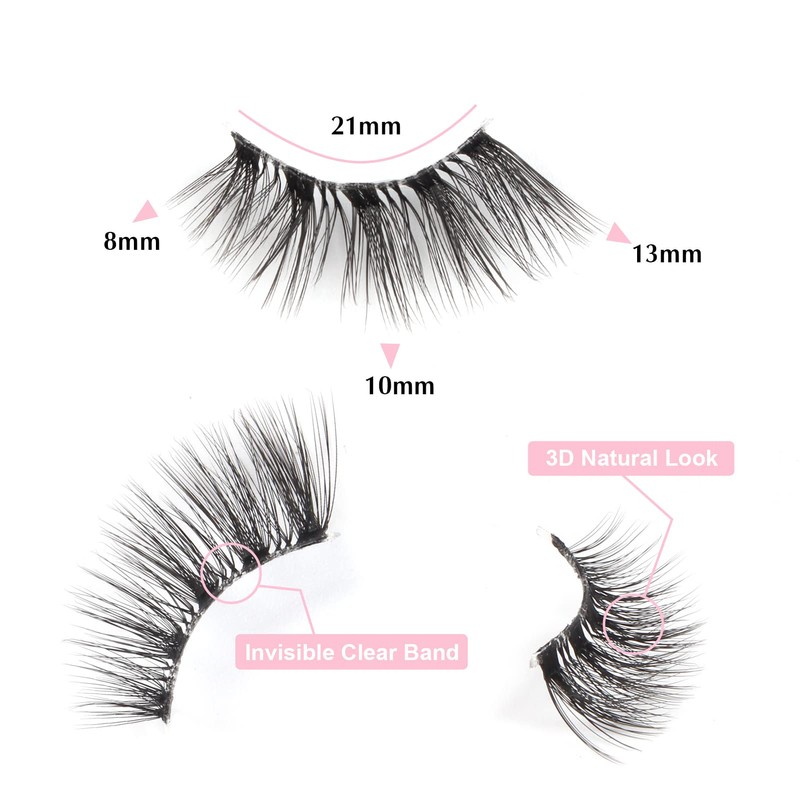 Glowingwin Half Lashes with clear band Fake Lashes Cat Eye