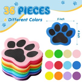Outus 36 Pcs Paw Carpet Marker Spots 5'' Paw Carpet Dots Line up Spot for Classroom Floor, Marker for Teacher Supplies Classroom Rug School Decoration(Rainbow Color)
