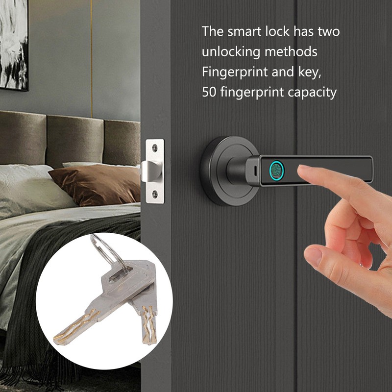 Smart Door Handle Fingerprint with 2 Key Fast Recognition Static