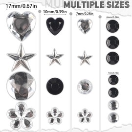 Gem Stickers, Star Heart Flower Round Small Sticker for Kids Adults, Glitter Cute Sticker for Crafts, Face Eye Body Makeup DIY Decoration, Sparkling Acrylic Rhinestones Jewel Stickers 4PCS (Style 2)