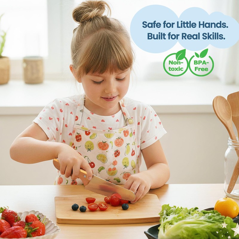 Kibbidea Kids Safe Knives for Real Cooking, 11-Piece Kids Cutting