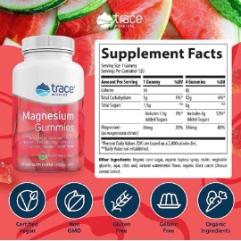 Trace Minerals | Magnesium Gummies (120ct) Low Sugar | 84 mg Magnesium exp. 1/26