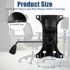 LISHINE Office Chair Replacement Parts Heavy Duty 660LBs 5.9" x 10" Mounting Holes Office Chair Swivel Tilt Base, Desk Chair Base Replacement Metal for Executive and Gaming Chairs, Black