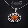 AMBEDORA Women's Necklace 925 Silver Round Baltic Amber Celtic Circle