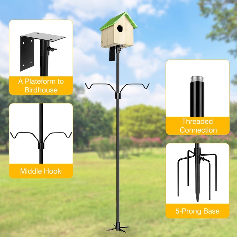 YINGYM Bird House Pole, 95 Inch Heavy Duty Bird Feeder