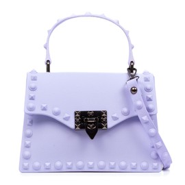 FIRENZE ARTEGIANI Libelula Mini PVC Tote Bag with Studs, Exclusive Closure, 20 x 7.5 x 15 cm, Colour: Light Purple, Light Purple, Utility