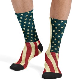 HJKLONE American Flag Crew Socks for Men Women, Novelty Mid-Calf Socks Casual Funny Crazy Dress Socks