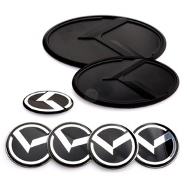 ARKOSKNIGHT 7PCS Vintage K Emblem Compatible with Front Rear Badge for Auto Accessories (Black)