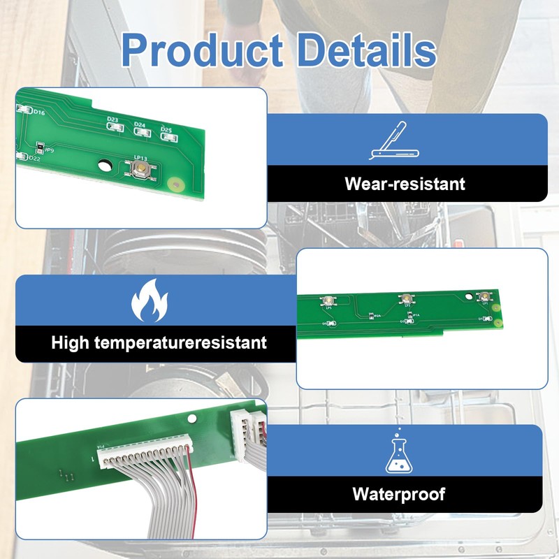 5304518467 Dishwasher User Interface Control Button Assembly, Compatible With White-Westinghouse/Electrolux/Frigidaire